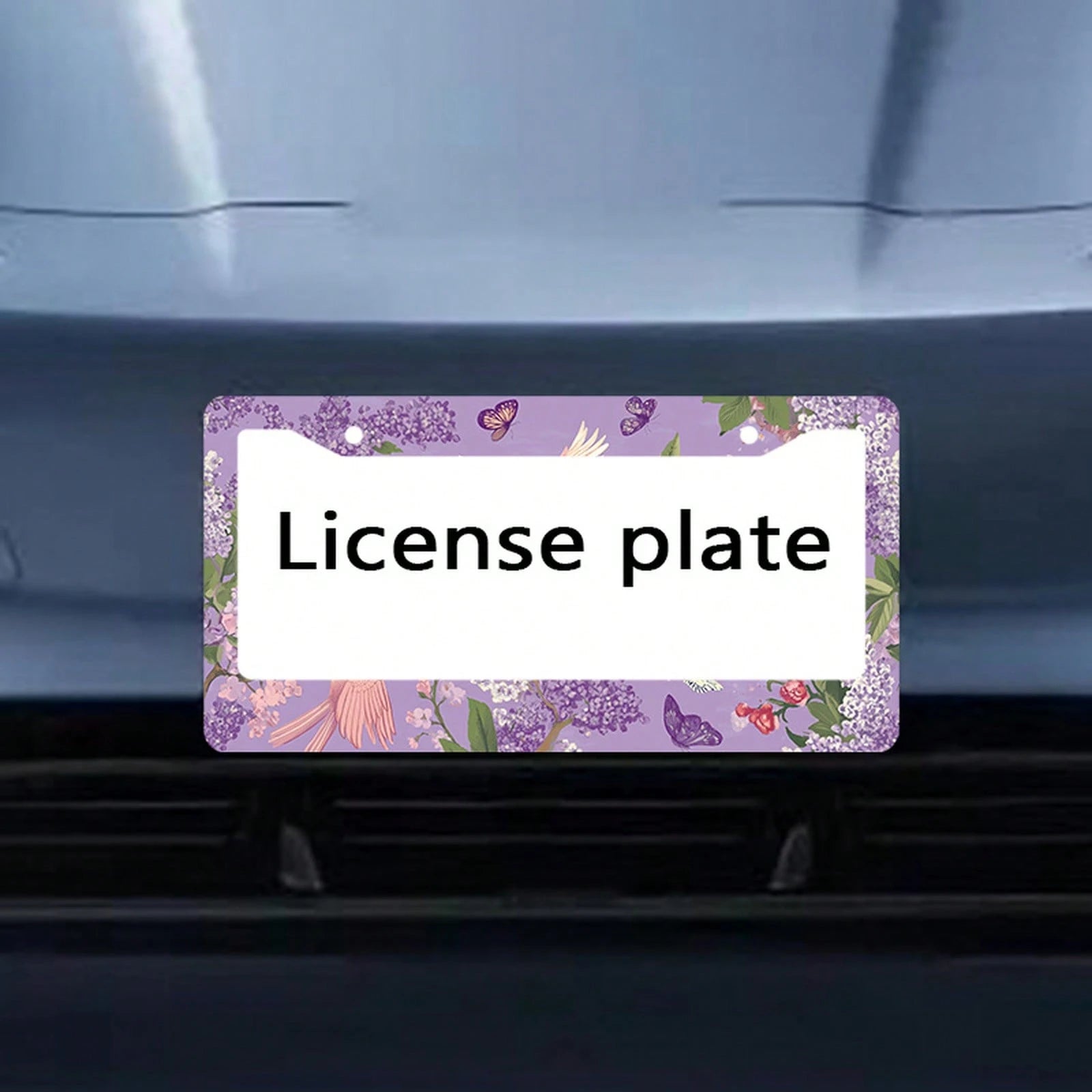 Dreamy Floral Metal License Plate Frame, Featuring A Purple Lily And Butterfly Design, Compatible With American And Many International Vehicles.Comes With Pre-Drilled Holes For Easy Installation (Acce