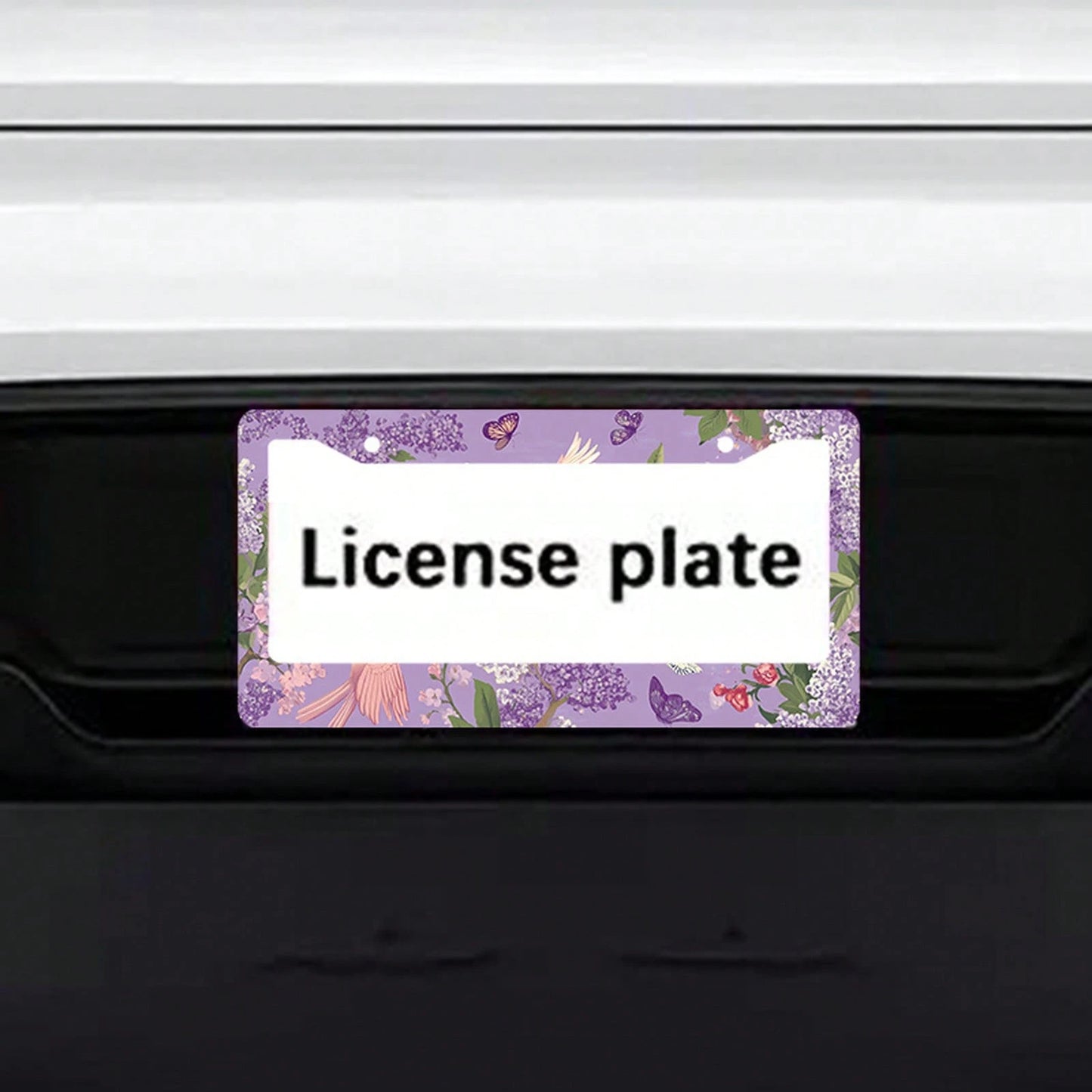 Dreamy Floral Metal License Plate Frame, Featuring A Purple Lily And Butterfly Design, Compatible With American And Many International Vehicles.Comes With Pre-Drilled Holes For Easy Installation (Acce