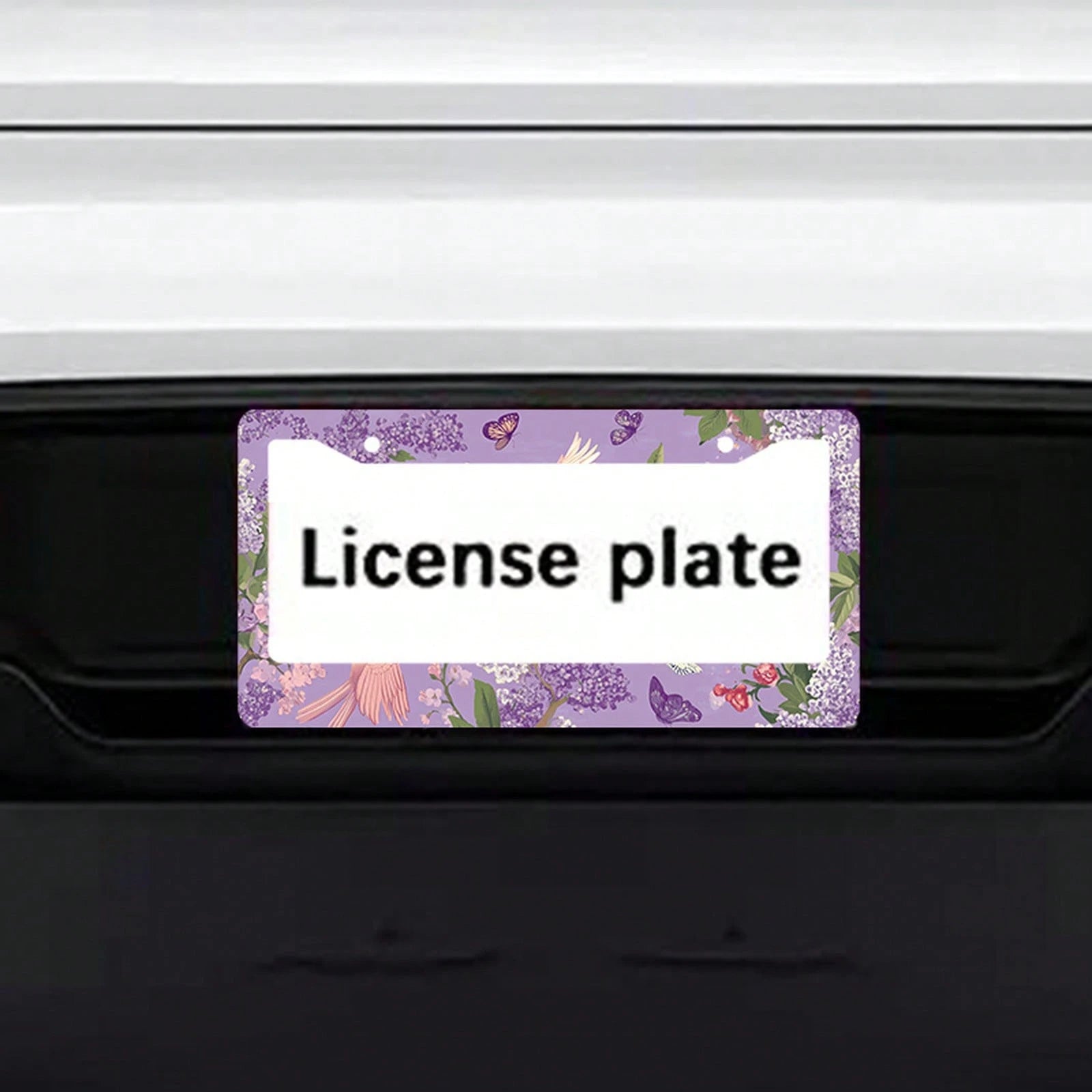 Dreamy Floral Metal License Plate Frame, Featuring A Purple Lily And Butterfly Design, Compatible With American And Many International Vehicles.Comes With Pre-Drilled Holes For Easy Installation (Acce