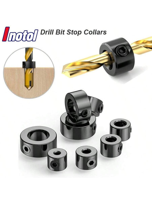 Drill Stoper Collar Set Stop Bit Ring Shaft Limit Metric Lock Stopper Kit Press Depth Adjustable Positioner Hole Guide Woodwork Tool Stainless Steel