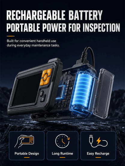 Dual Lens Industrial Grade HD Digital Endoscope, 4.3 Inch IPS Screen 1080P Inspection Camera, Handheld Snake-Style Sewer Endoscope, With 8 LED Lights, 1.5m Semi-Rigid Cable