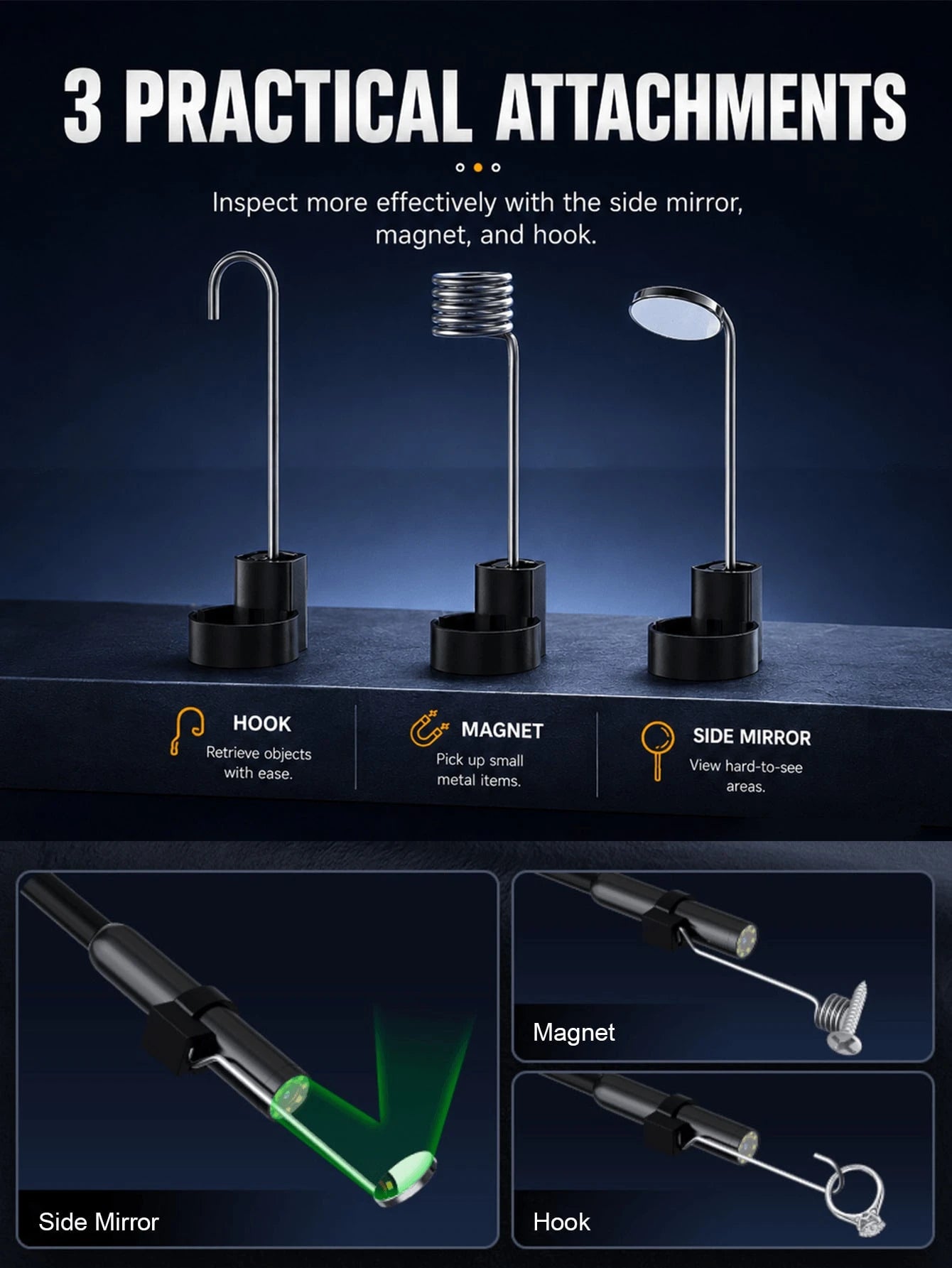 Dual Lens Industrial Grade HD Digital Endoscope, 4.3 Inch IPS Screen 1080P Inspection Camera, Handheld Snake-Style Sewer Endoscope, With 8 LED Lights, 1.5m Semi-Rigid Cable