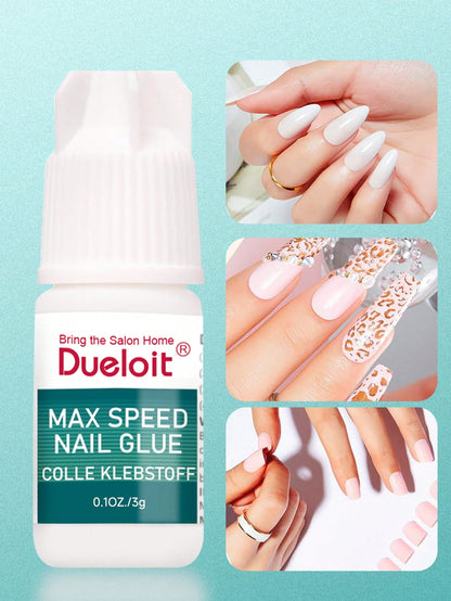 Dueloit 30pcs/10pcs/6Pcs/1pc Max Speed Nail Glue For Press On Nails, Super Strength Flex Formula Nail Adhesive, With Twist-Off Cap & Nozzle Tip Squeeze Applicator,Need To Cut Off Half The Tip,Random