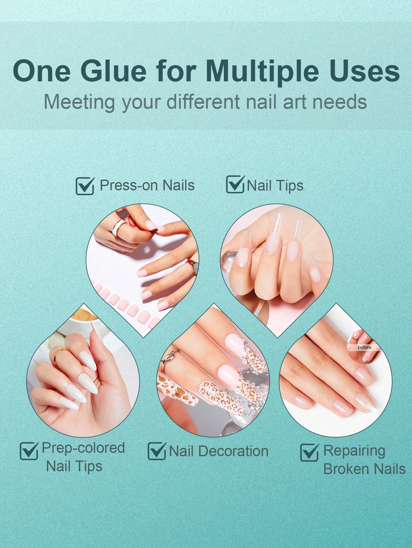 Dueloit 30pcs/10pcs/6Pcs/1pc Max Speed Nail Glue For Press On Nails, Super Strength Flex Formula Nail Adhesive, With Twist-Off Cap & Nozzle Tip Squeeze Applicator,Need To Cut Off Half The Tip,Random