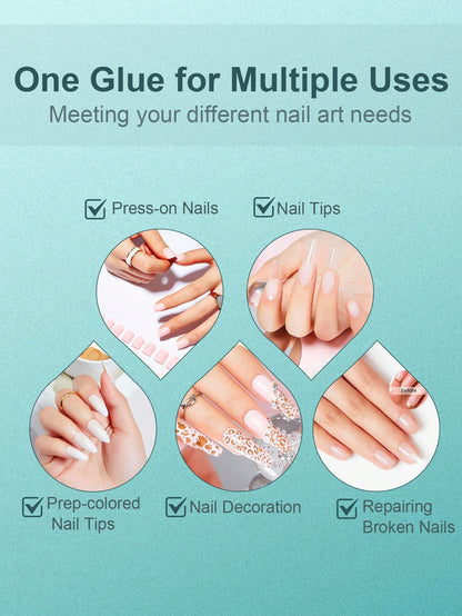 Dueloit 30pcs/10pcs/6Pcs/1pc Max Speed Nail Glue For Press On Nails, Super Strength Flex Formula Nail Adhesive, With Twist-Off Cap & Nozzle Tip Squeeze Applicator,Need To Cut Off Half The Tip,Random