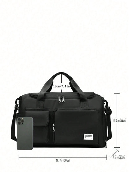 Durable Nylon Foldable Tote Bag With Separate Shoe Compartment, Duffle Bag, Gym Bag, Sports/Yoga Clothes Storage Bag, Travel Bag, Portable, Stylish