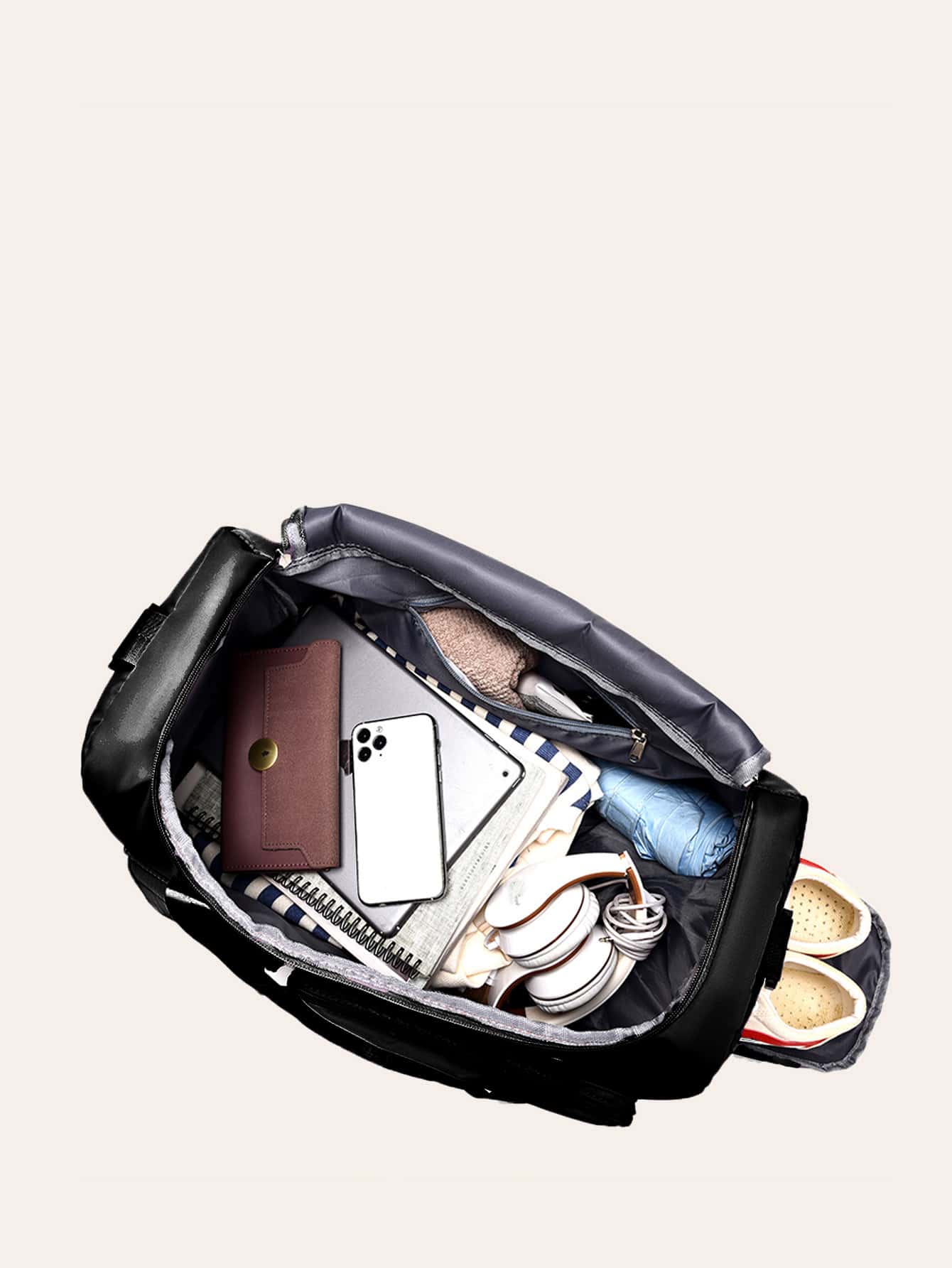 Durable Nylon Foldable Tote Bag With Separate Shoe Compartment, Duffle Bag, Gym Bag, Sports/Yoga Clothes Storage Bag, Travel Bag, Portable, Stylish