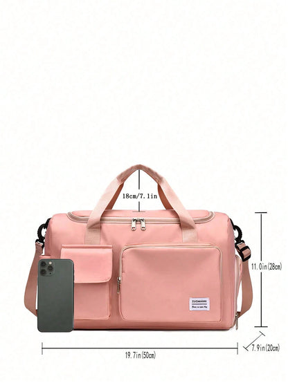 Durable Nylon Foldable Tote Bag With Separate Shoe Compartment, Duffle Bag, Gym Bag, Sports/Yoga Clothes Storage Bag, Travel Bag, Portable, Stylish