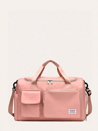 Durable Nylon Foldable Tote Bag With Separate Shoe Compartment, Duffle Bag, Gym Bag, Sports/Yoga Clothes Storage Bag, Travel Bag, Portable, Stylish