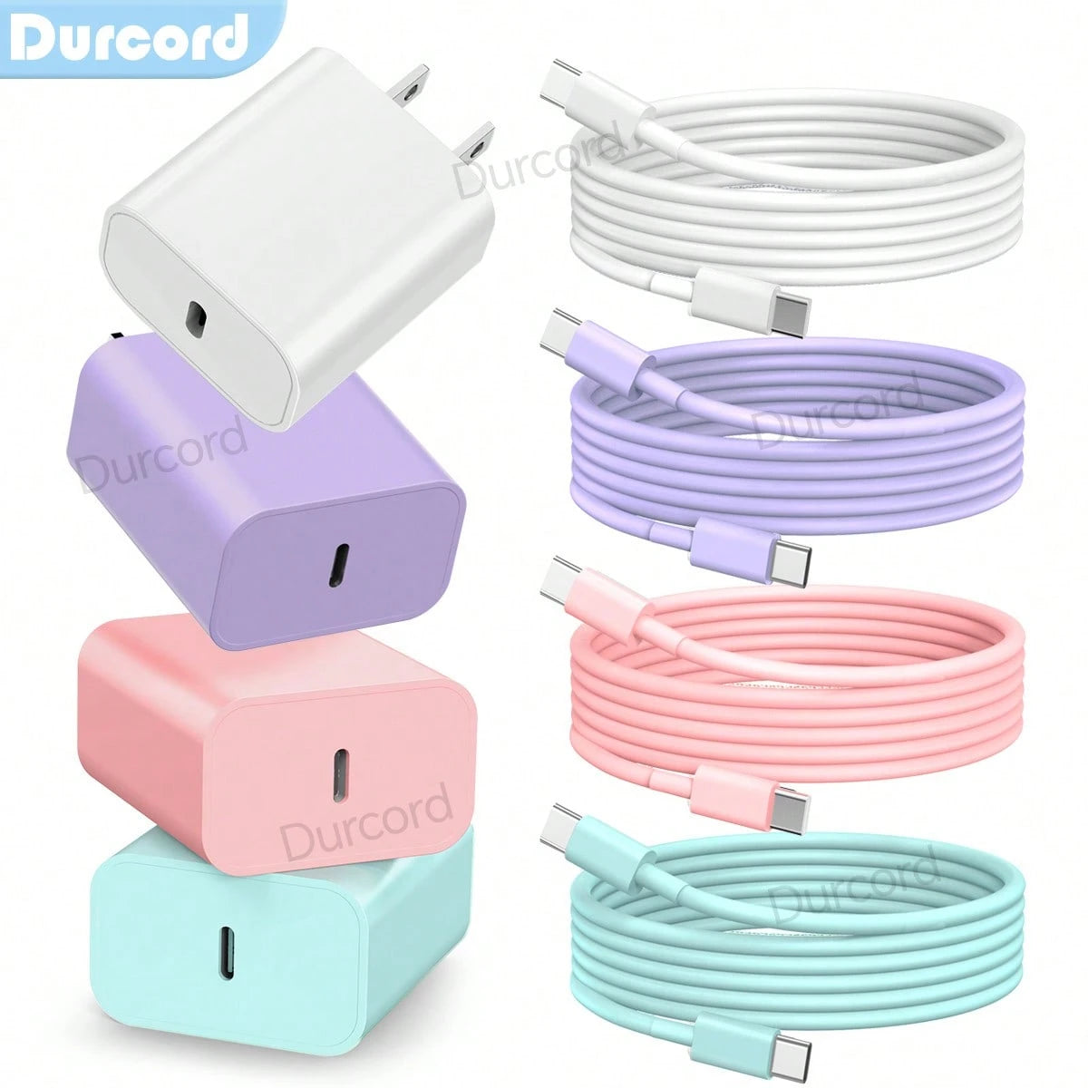 Durcord 2PCS/1PC Fast Charger Set,20W(Max) PD USB C Wall Fast Charger Adapter With 6FT USB C To Type C Cable Compatible With Various Type C Interface Devices,Compatible With IPhone 15 16 17 Pro Max/15
