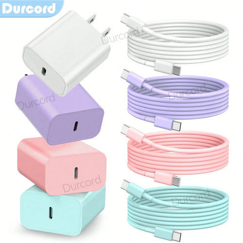 Durcord 2PCS/1PC Fast Charger Set,20W(Max) PD USB C Wall Fast Charger Adapter With 6FT USB C To Type C Cable Compatible With Various Type C Interface Devices,Compatible With IPhone 15 16 17 Pro Max/15