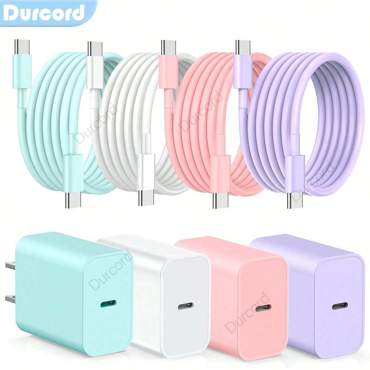 Durcord 2PCS/1PC Fast Charger Set,20W(Max) PD USB C Wall Fast Charger Adapter With 6FT USB C To Type C Cable Compatible With Various Type C Interface Devices,Compatible With IPhone 15 16 17 Pro Max/15