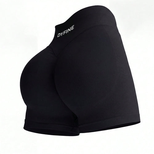 DYFINE Women's Seamless Elastic Butt Lifting Shaping Yoga Fitness Gym Running Sports Shorts