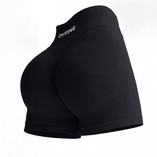 DYFINE Women's Seamless Elastic Butt Lifting Shaping Yoga Fitness Gym Running Sports Shorts