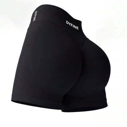 DYFINE Women's Seamless Elastic Butt Lifting Shaping Yoga Fitness Gym Running Sports Shorts