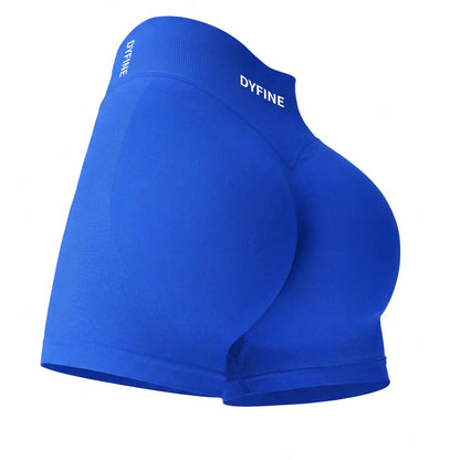 DYFINE Women's Seamless Elastic Butt Lifting Shaping Yoga Fitness Gym Running Sports Shorts