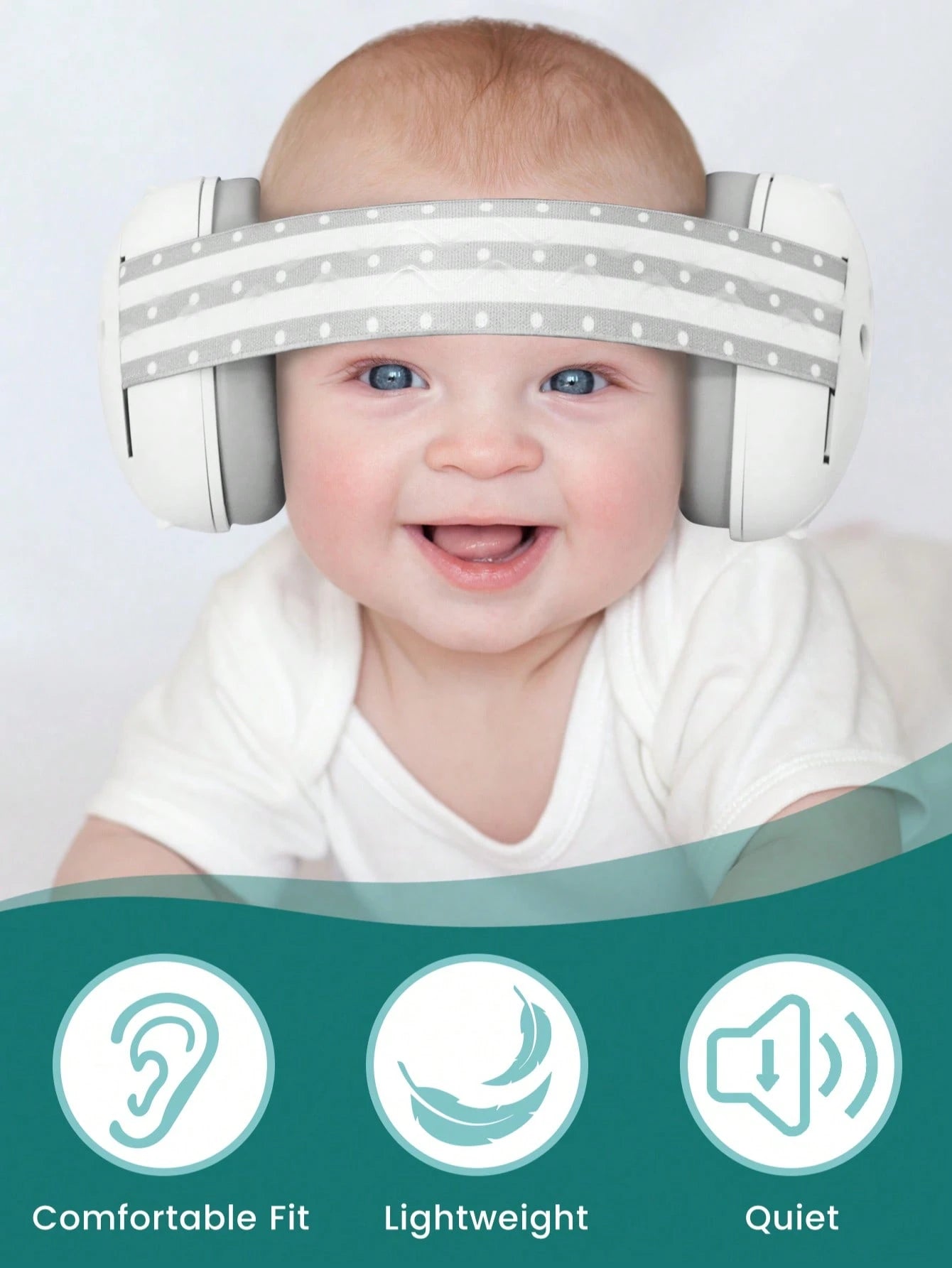 Ear Muffs For Infants With Elastic Headband, Baby Earmuffs Ideal For Flights, Baby Ear Noise Reduction Earmuffs- Baby Headphones Against Hearing Damage & Improves Sleep