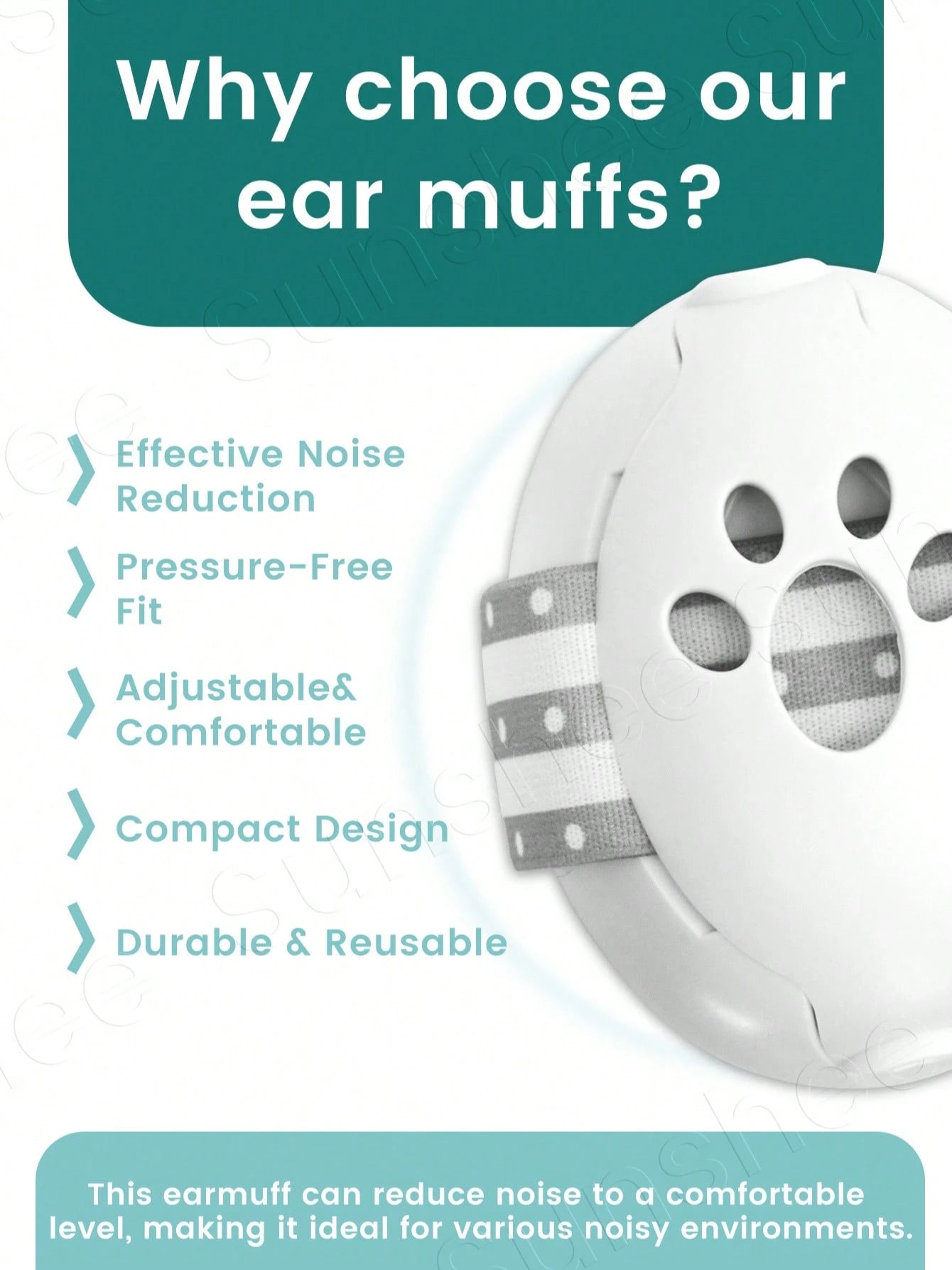 Ear Muffs For Infants With Elastic Headband, Baby Earmuffs Ideal For Flights, Baby Ear Noise Reduction Earmuffs- Baby Headphones Against Hearing Damage & Improves Sleep