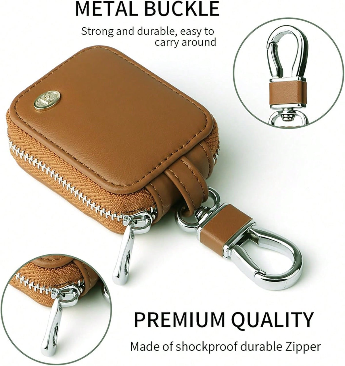 Earbud, Headphone Storage 4/1/2/3/Pro 2, PU Leather Zipper Carrying Pouch Earbuds Bag With Keychain Wireless Earphones, Wired Headphone & USB- EJB 1 PCS Brown
