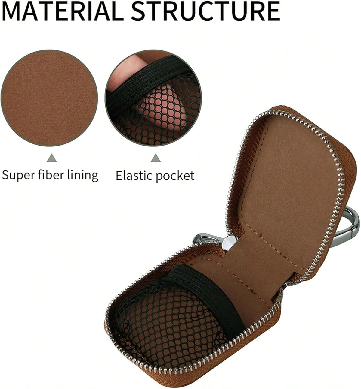 Earbud, Headphone Storage 4/1/2/3/Pro 2, PU Leather Zipper Carrying Pouch Earbuds Bag With Keychain Wireless Earphones, Wired Headphone & USB- EJB 1 PCS Brown