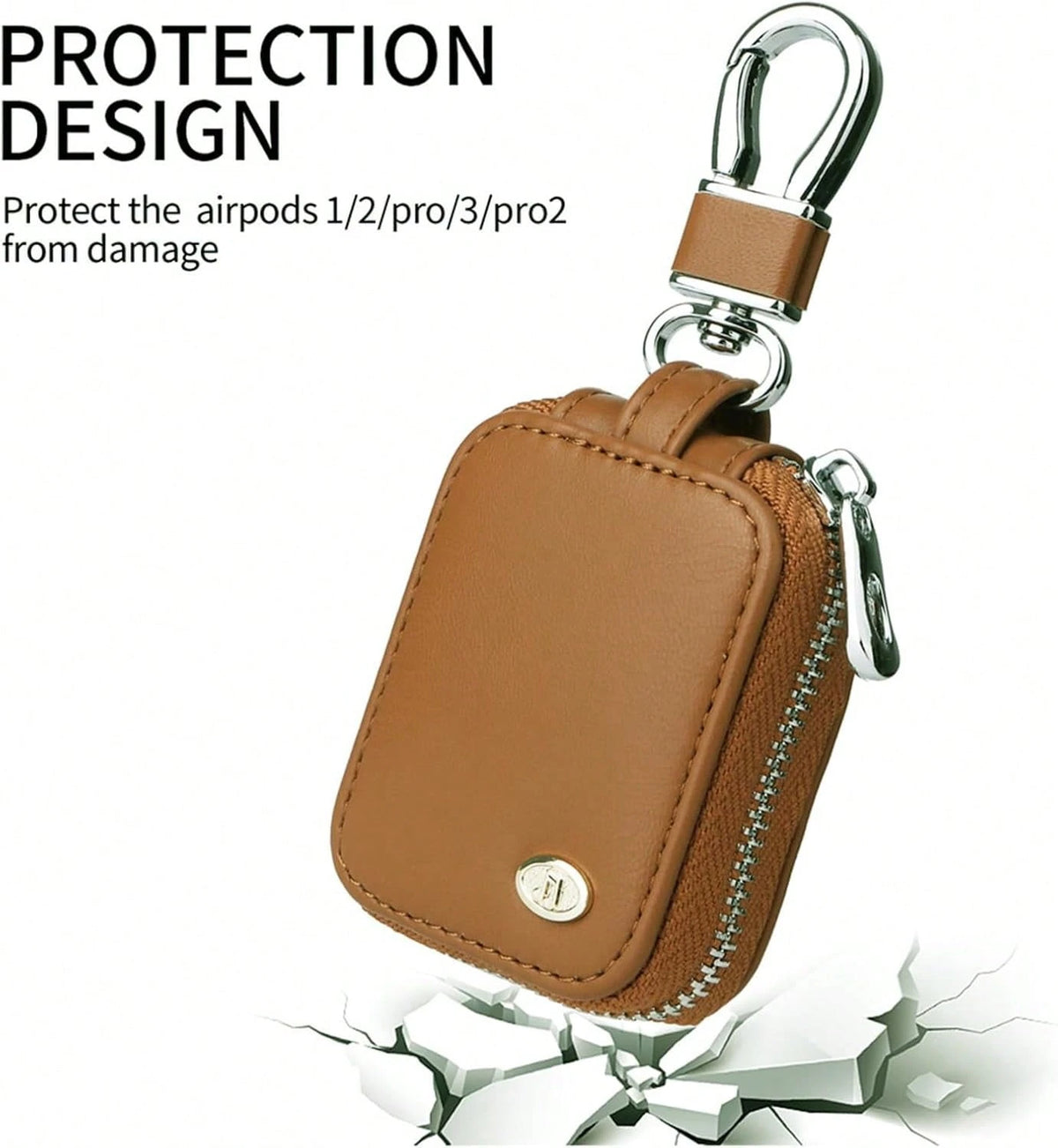 Earbud, Headphone Storage 4/1/2/3/Pro 2, PU Leather Zipper Carrying Pouch Earbuds Bag With Keychain Wireless Earphones, Wired Headphone & USB- EJB 1 PCS Brown