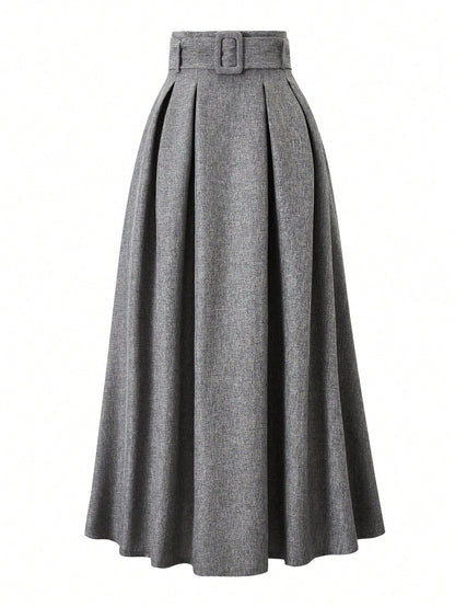 EARO Women's High Waist Gray Skirt, Elegant Casual Style Spring