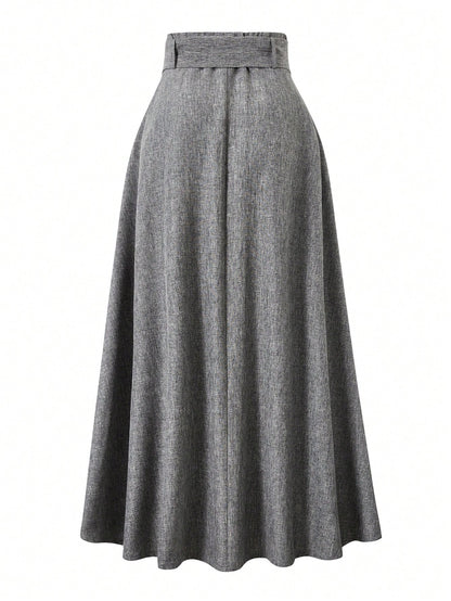 EARO Women's High Waist Gray Skirt, Elegant Casual Style Spring