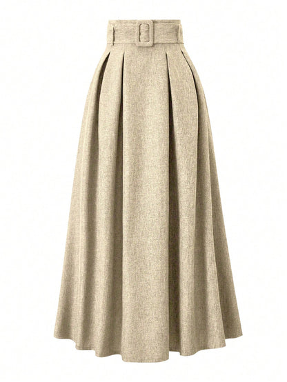 EARO Women's High Waist Gray Skirt, Elegant Casual Style Spring
