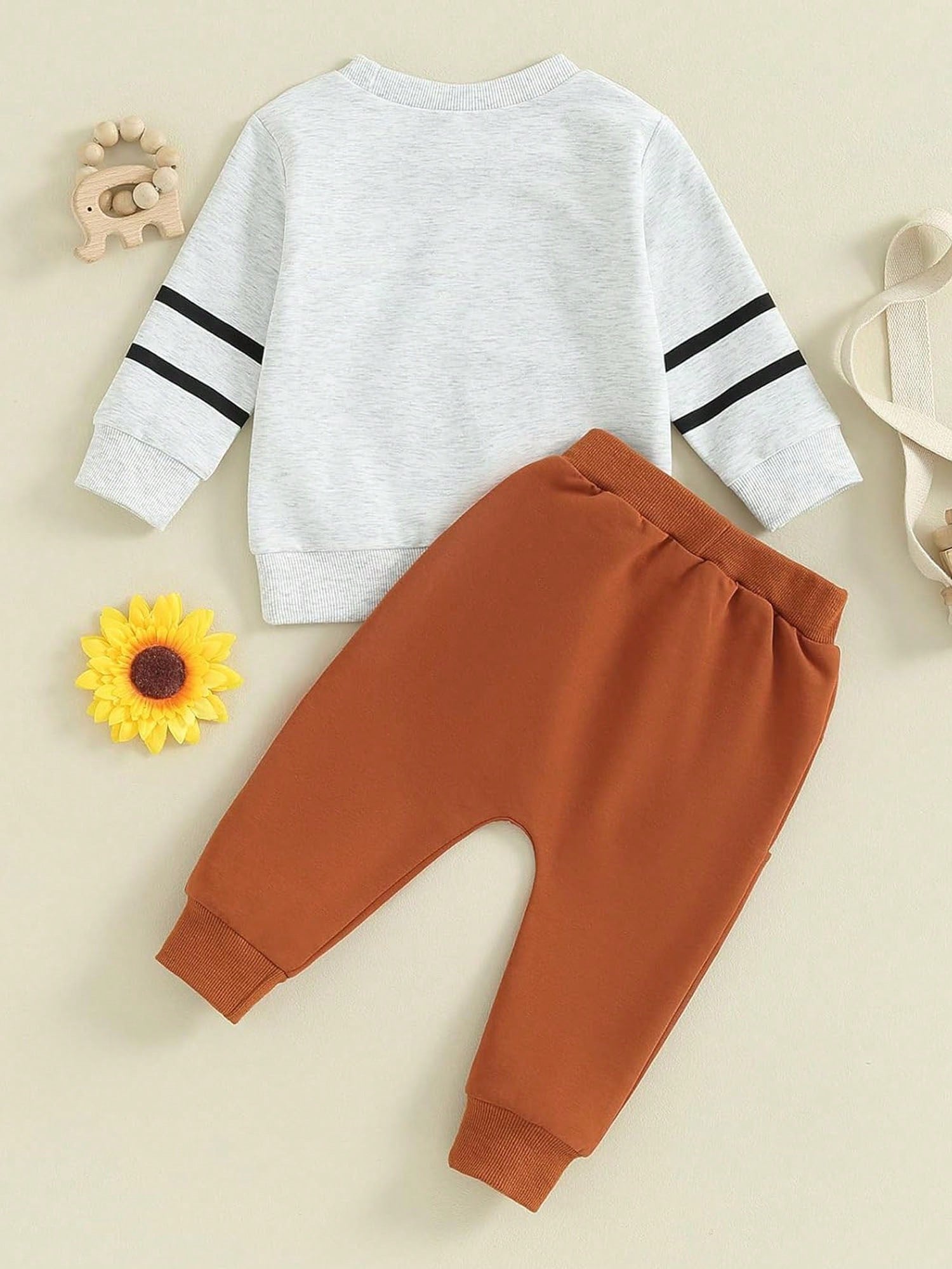 Easisim Toddler Baby Boy Rugby Outfit Long Sleeve Football Print Sweatshirt Top Pants Set Sweatsuit 2Pcs Infant Fall Winter Clothes
