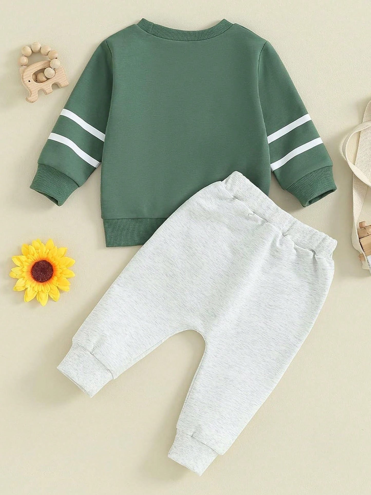 Easisim Toddler Baby Boy Rugby Outfit Long Sleeve Football Print Sweatshirt Top Pants Set Sweatsuit 2Pcs Infant Fall Winter Clothes