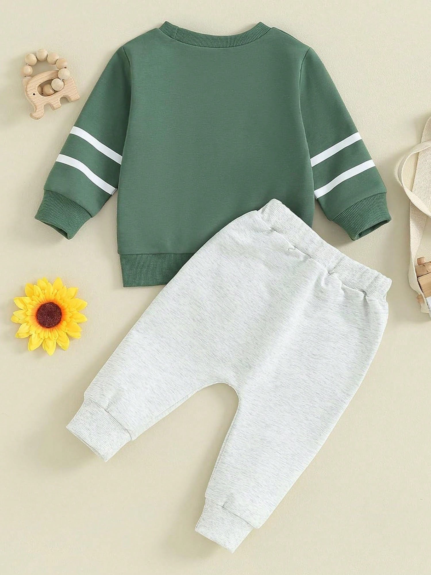 Easisim Toddler Baby Boy Rugby Outfit Long Sleeve Football Print Sweatshirt Top Pants Set Sweatsuit 2Pcs Infant Fall Winter Clothes