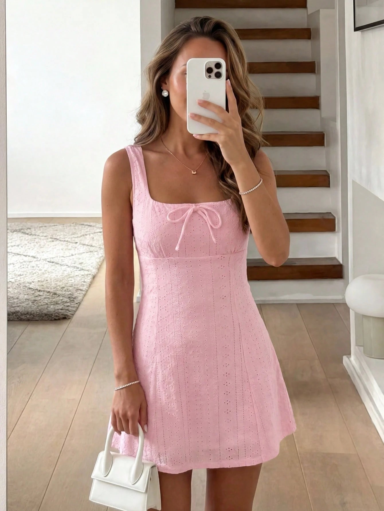 Easowa White Texture Fabric Sleeveless Wrap Chest Mini Dress For Women, Suitable For Romantic Countryside Dates And Vacation In Spring/Summer Vacation Dress