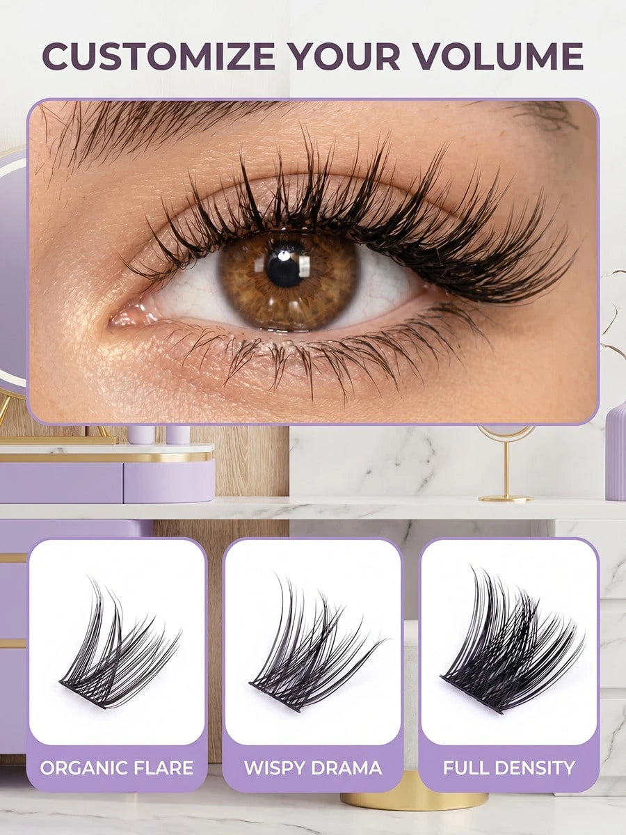 ELAE Fluffy Spiky Manga Lash Clusters 8-16mm Multi-Length DIY Individual False Lashes Easy To Apply Reusable Eyelash Extension For Women