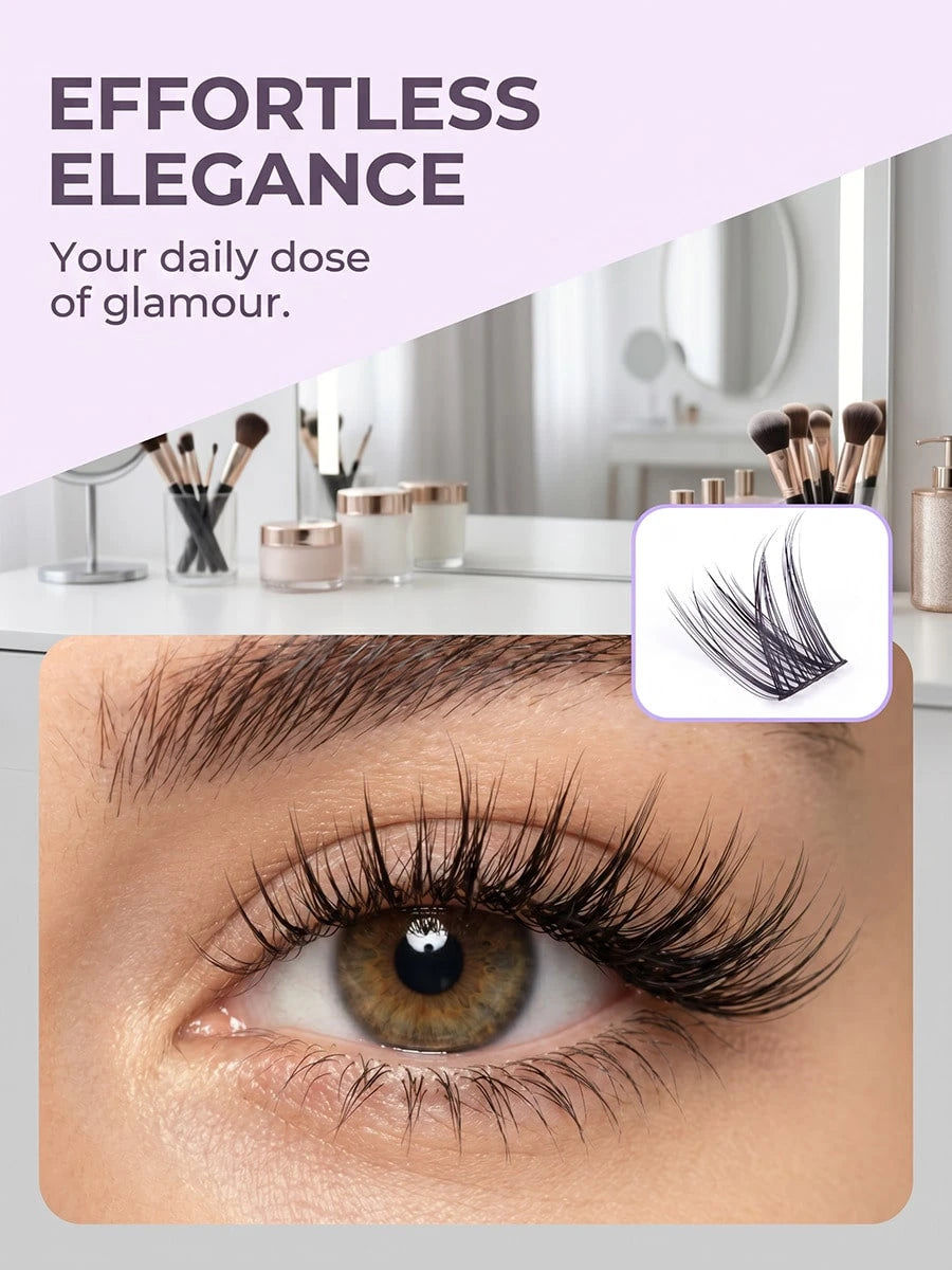 ELAE Fluffy Spiky Manga Lash Clusters 8-16mm Multi-Length DIY Individual False Lashes Easy To Apply Reusable Eyelash Extension For Women