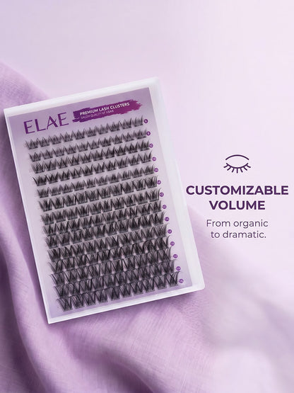 ELAE Fluffy Spiky Manga Lash Clusters 8-16mm Multi-Length DIY Individual False Lashes Easy To Apply Reusable Eyelash Extension For Women