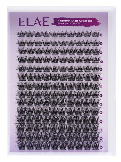 ELAE Fluffy Spiky Manga Lash Clusters 8-16mm Multi-Length DIY Individual False Lashes Easy To Apply Reusable Eyelash Extension For Women