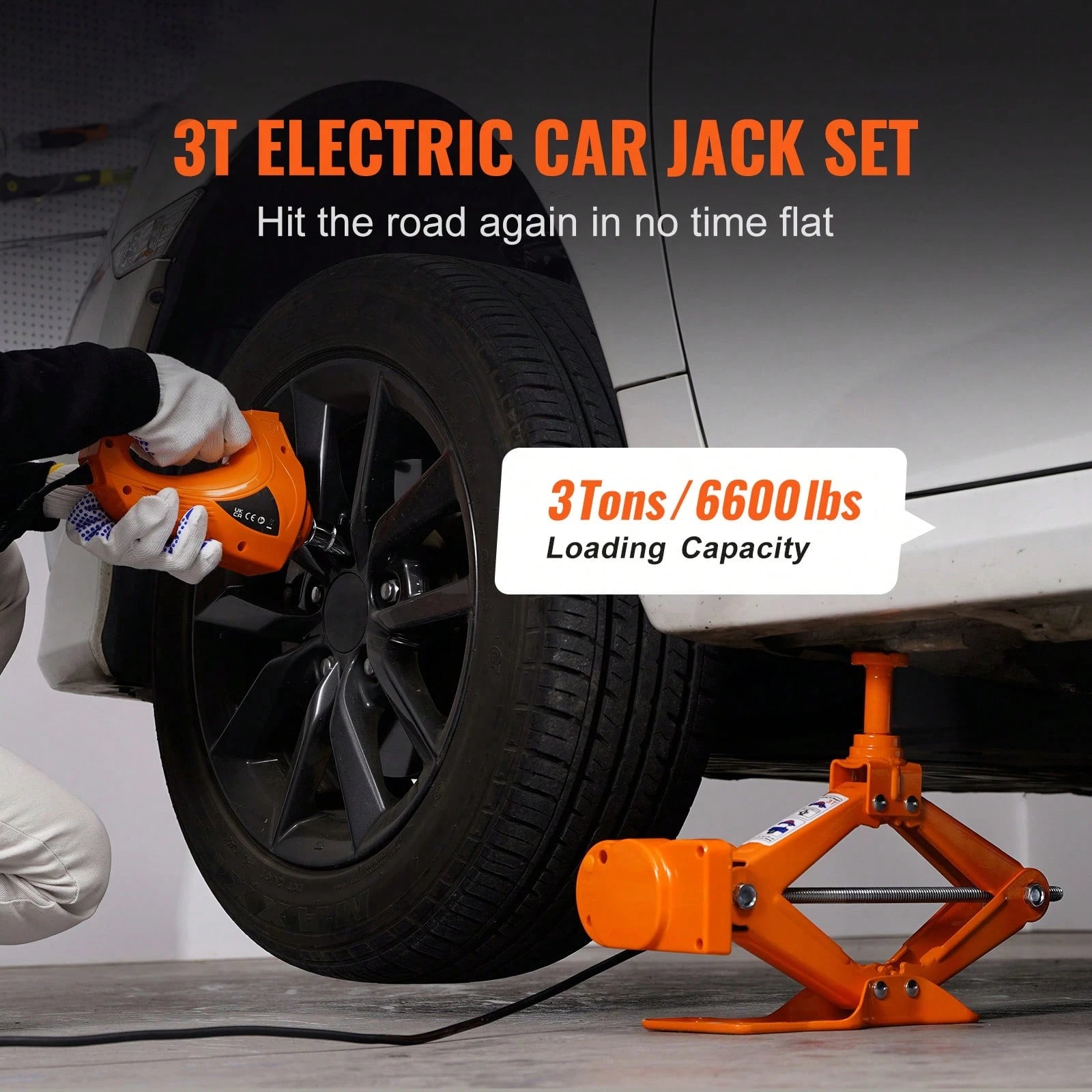 Electric Car Jack, 3 Tons/6600 Lbs Scissor Jack With Electric Impact Wrench, 12V Car Jack With Double Saddles With Remote Control, Portable Car Jack Lifting For Sedan, SUV, Truck Tire Change