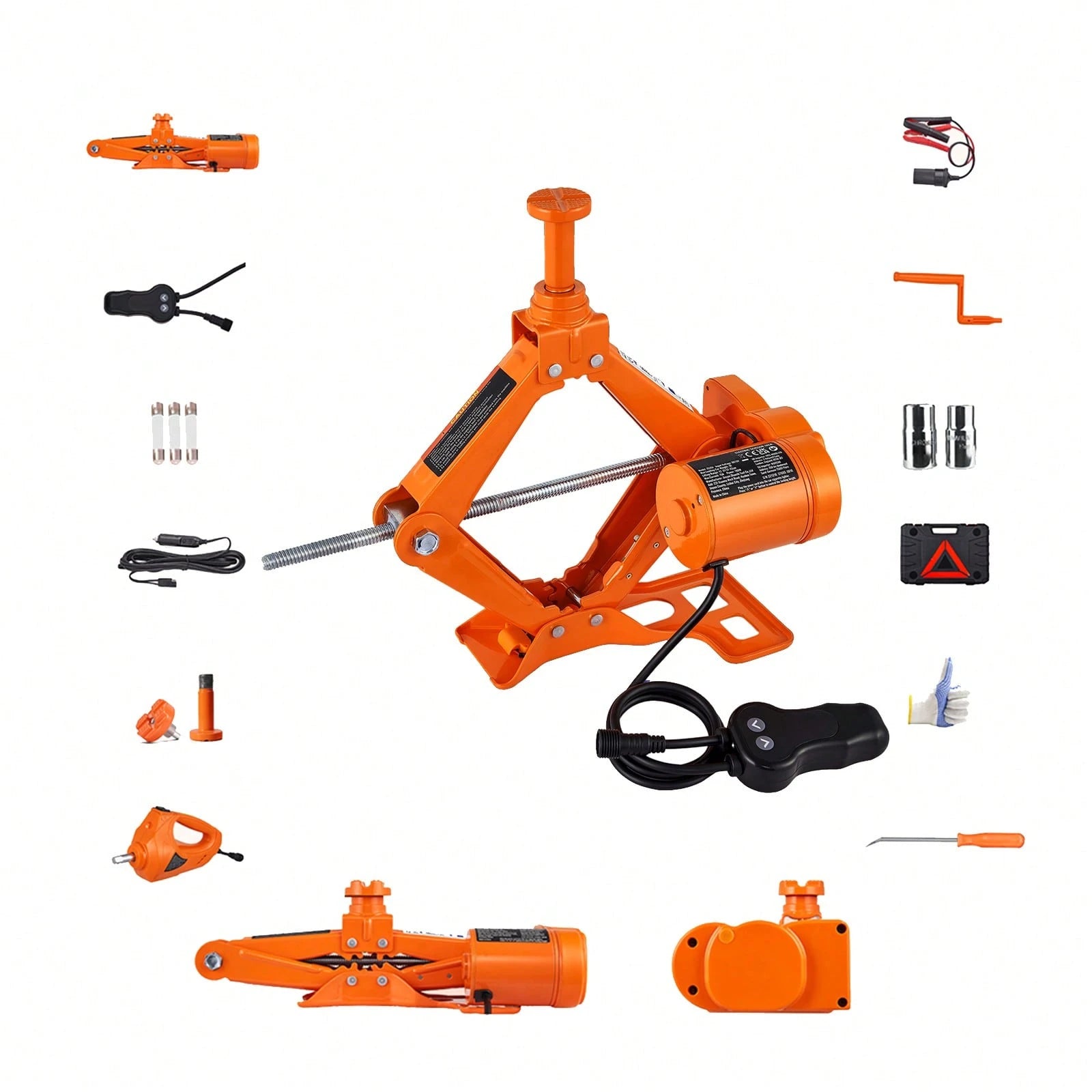 Electric Car Jack, 3 Tons/6600 Lbs Scissor Jack With Electric Impact Wrench, 12V Car Jack With Double Saddles With Remote Control, Portable Car Jack Lifting For Sedan, SUV, Truck Tire Change
