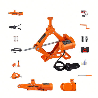 Electric Car Jack, 3 Tons/6600 Lbs Scissor Jack With Electric Impact Wrench, 12V Car Jack With Double Saddles With Remote Control, Portable Car Jack Lifting For Sedan, SUV, Truck Tire Change