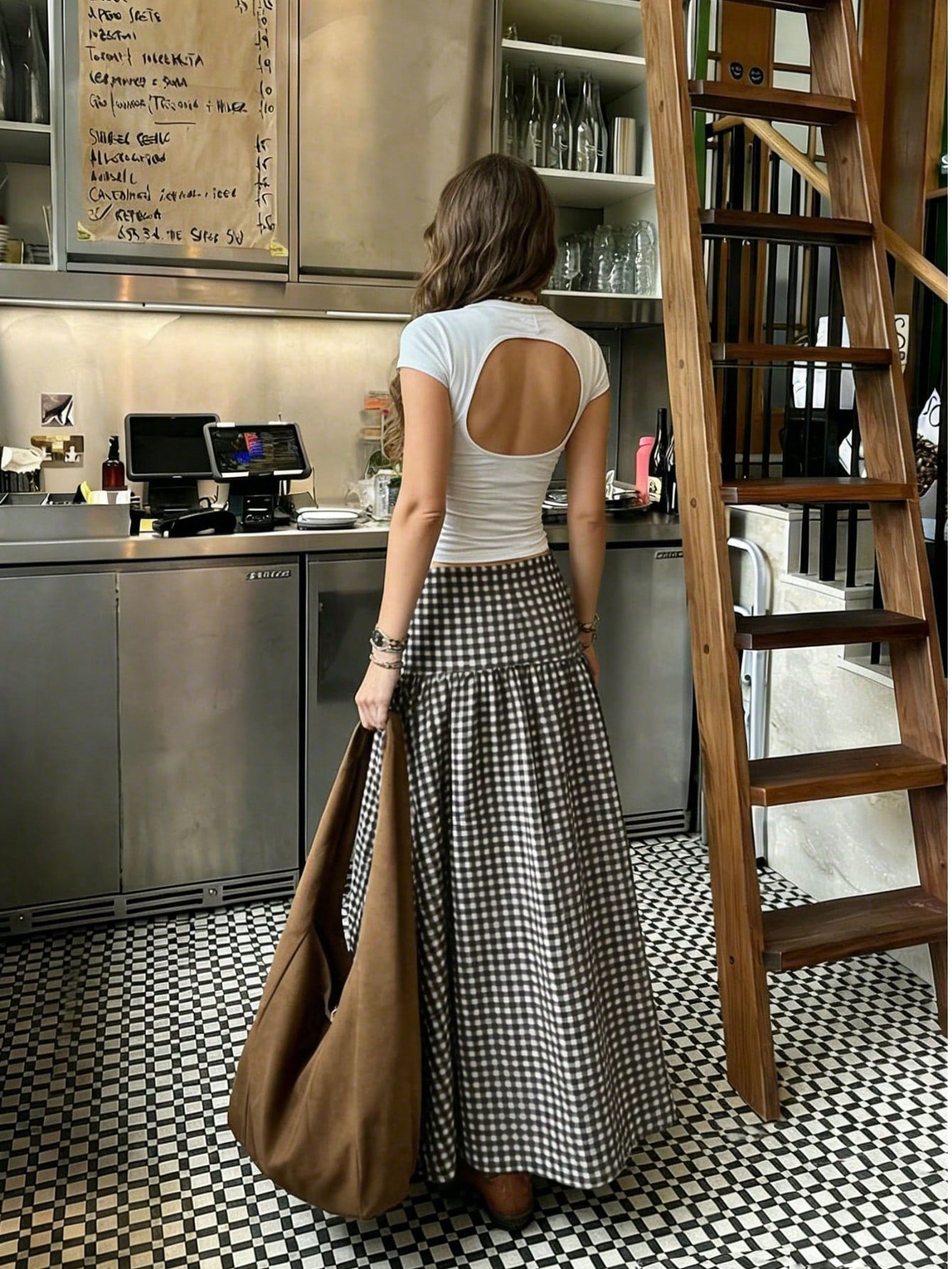 Elegant Casual Plaid Mid-Length Skirt, Graceful Lady-Like, Beach, Graduation Dance, Back To School Dance, Vintage, Palace Style