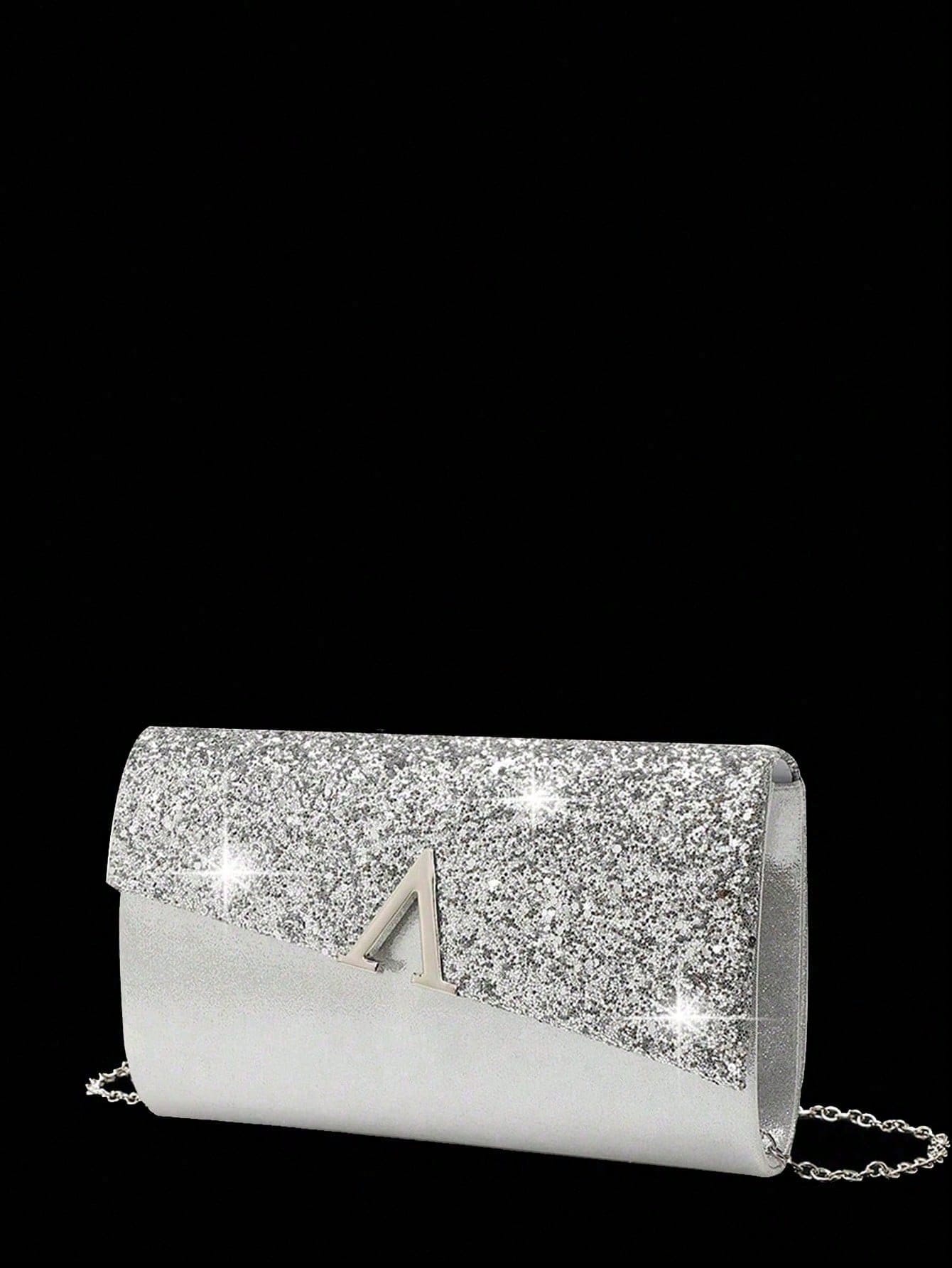 Elegant Evening Clutch, Sparkling A-Shaped Diamond Flap Envelope Clutch, Comes With Sparkling Rhinestone Jewelry Set Of 3, Elegant Evening Clutch, Women's Ball Handbag, Women's Wedding Evening Bag, Pa