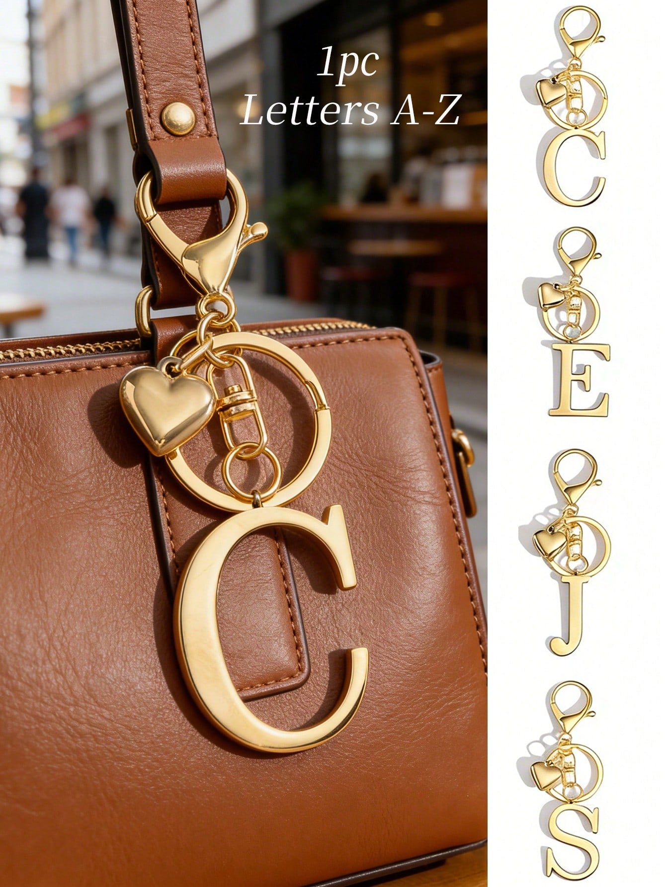 Elegant Metal Heart-Shaped Letter Keychain, 3D Alphabet Pendant Keyring, Fashion Alloy Keychain, Backpack Hanging Ornament, Car Key Chain, Classic Minimalist Keychain Suitable For Women's Daily Use, D