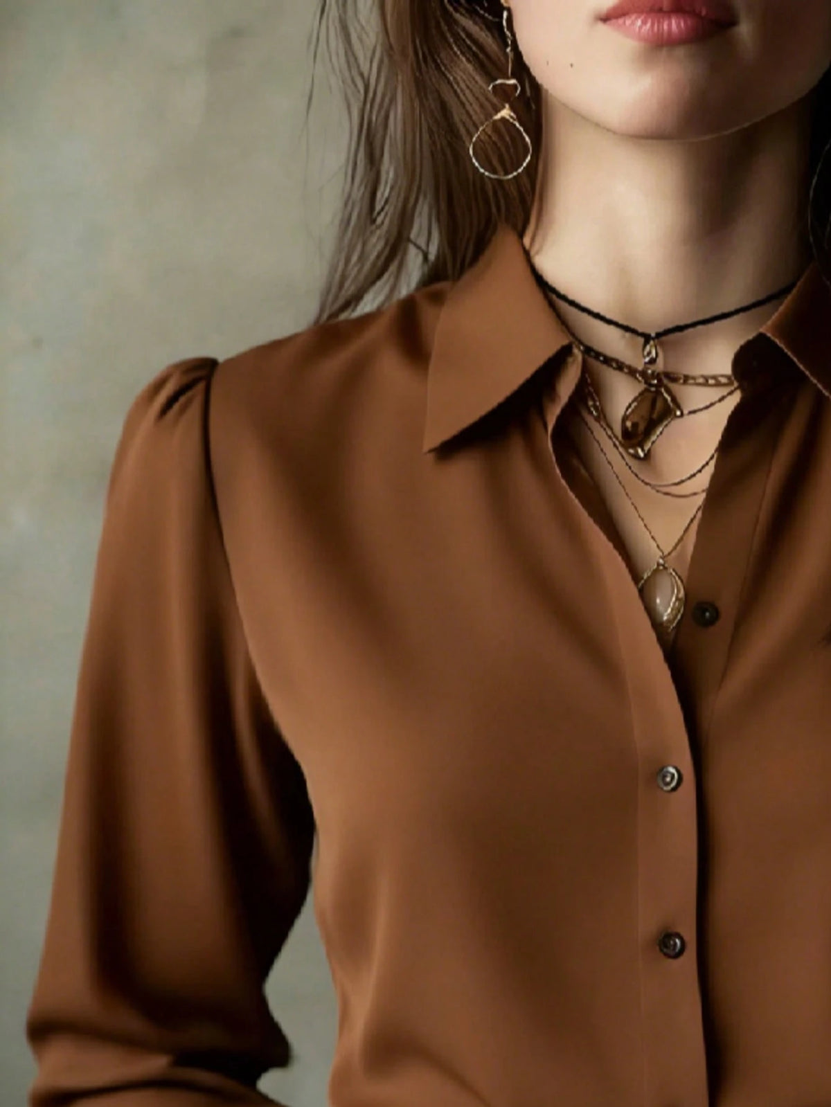 Elegant Solid Color Women's Long Sleeve Shirt, Versatile Casual Blouse For All Seasons White