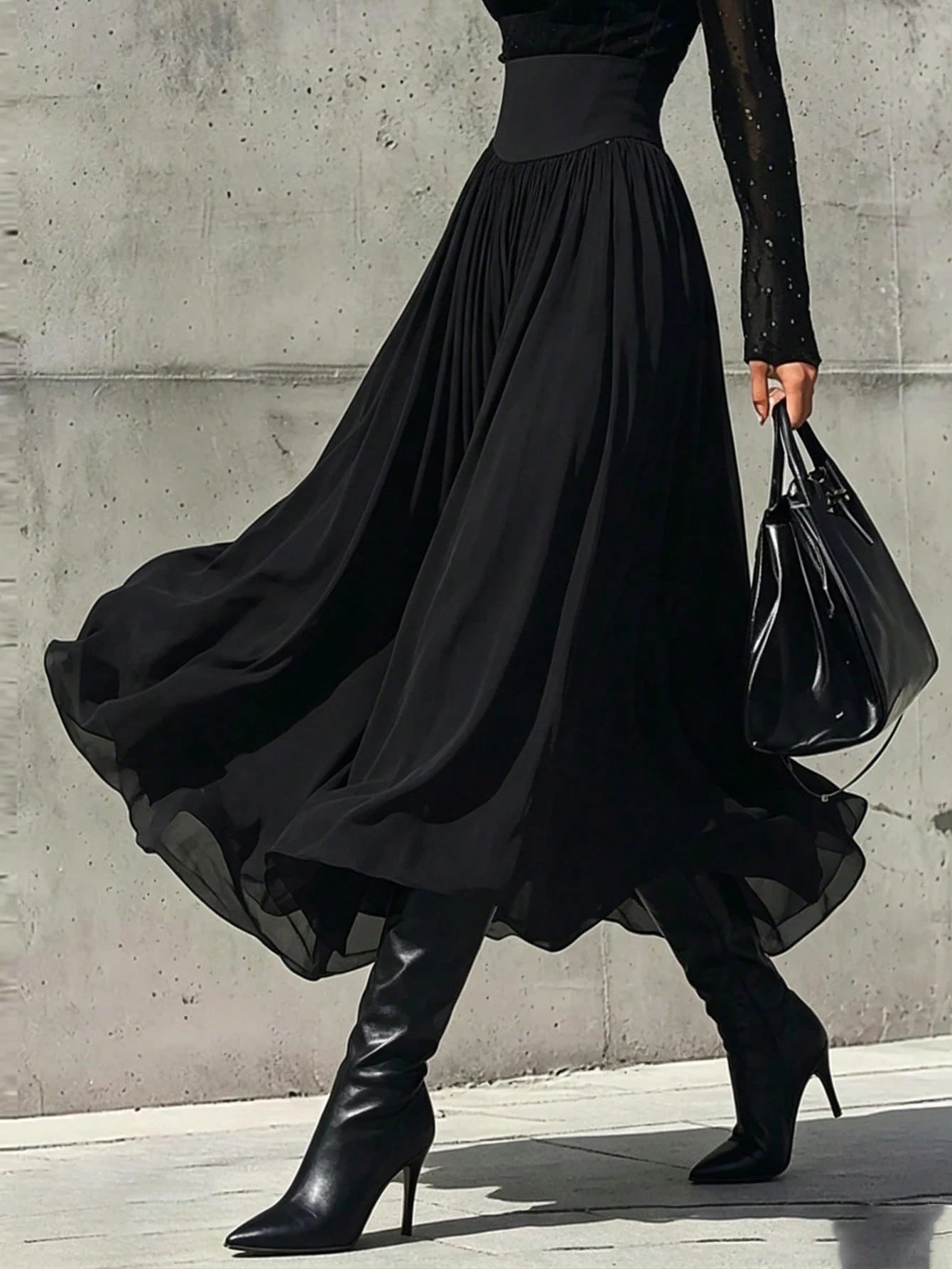 Elegant Women's Chiffon Skirt With Elastic Waist And Lining, Suitable For Professional Attire, Back To School, Street Wear, Vacation And Casual Wear, Women's Summer And Autumn Clothing