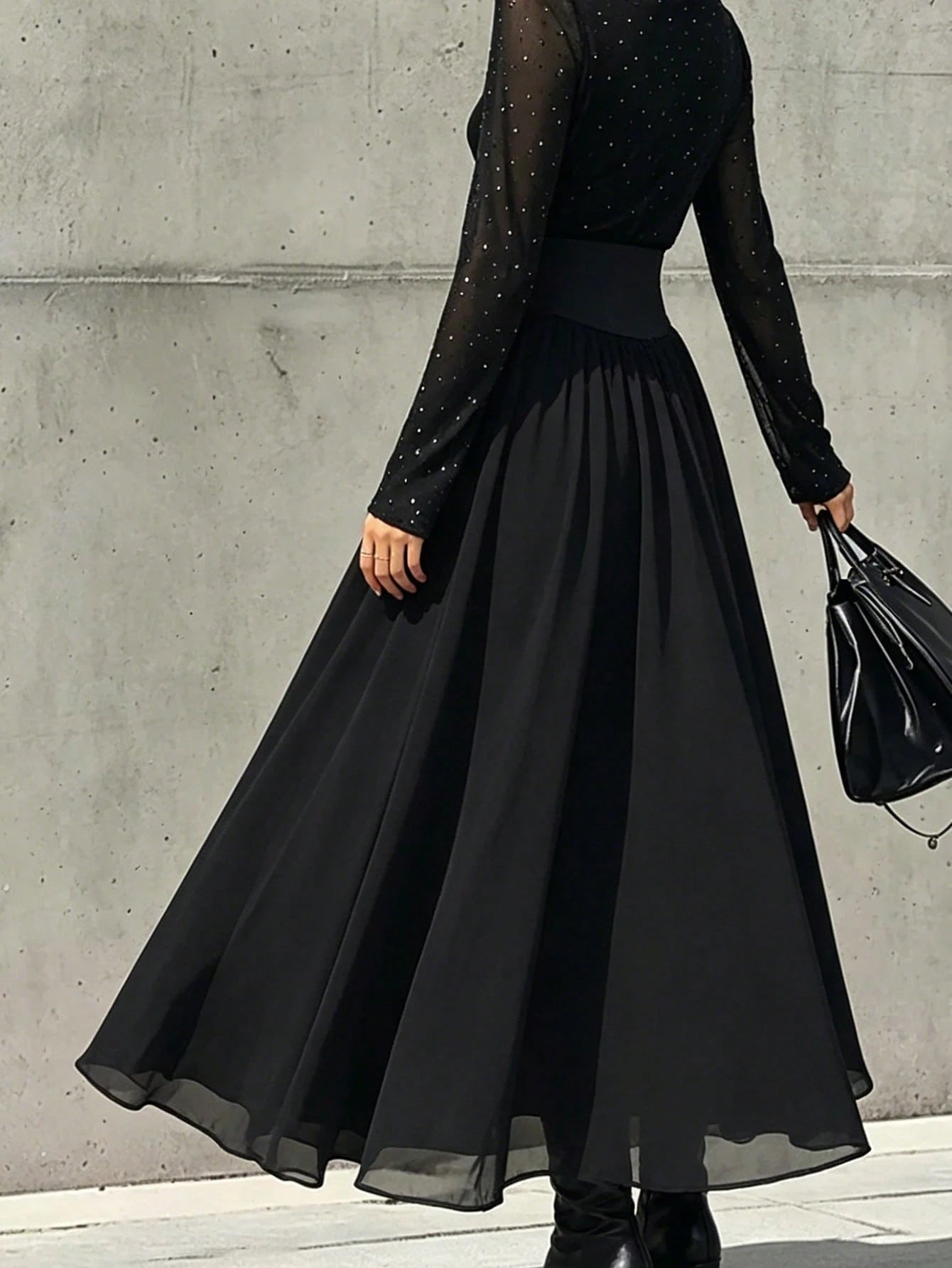 Elegant Women's Chiffon Skirt With Elastic Waist And Lining, Suitable For Professional Attire, Back To School, Street Wear, Vacation And Casual Wear, Women's Summer And Autumn Clothing