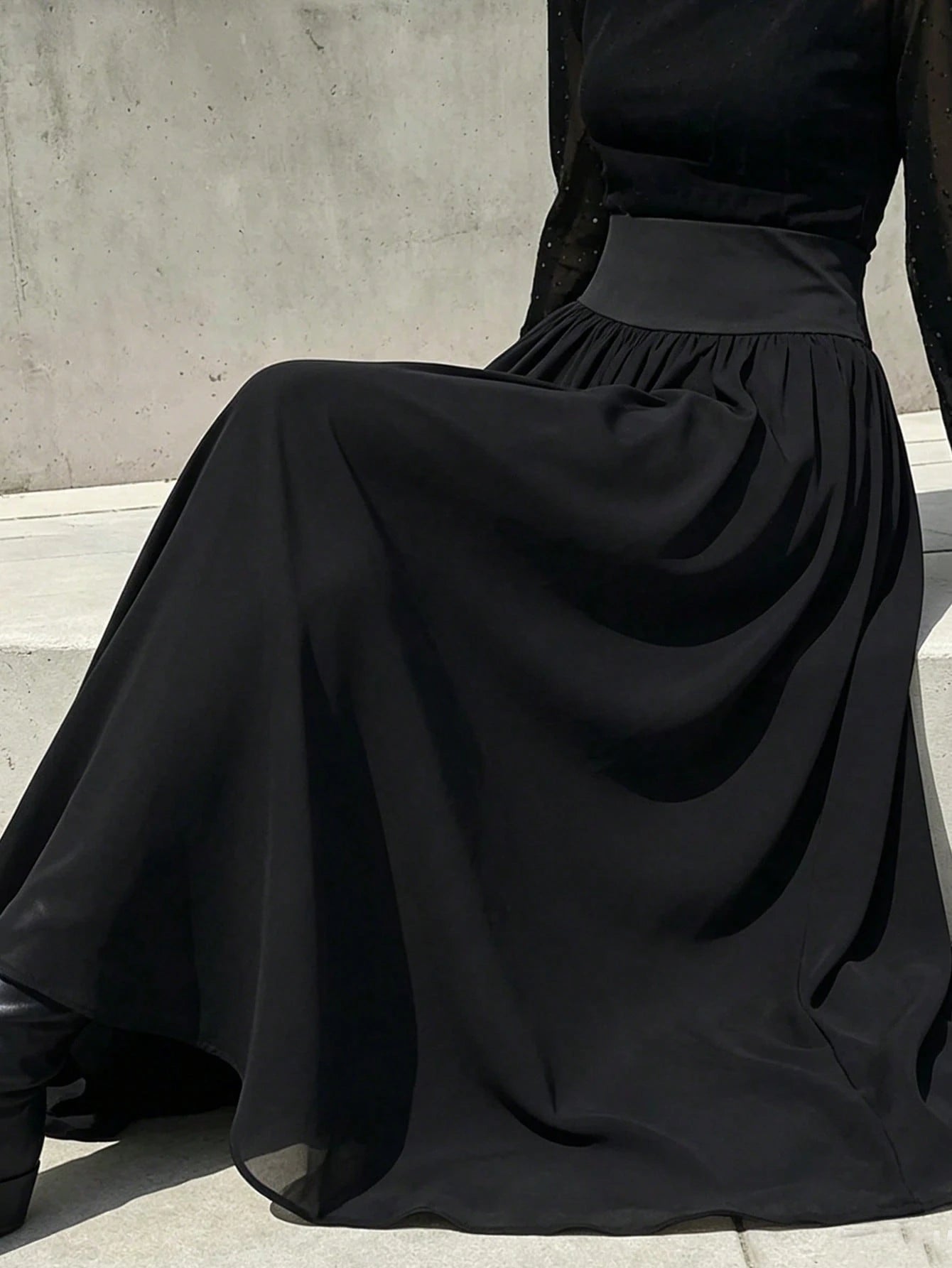 Elegant Women's Chiffon Skirt With Elastic Waist And Lining, Suitable For Professional Attire, Back To School, Street Wear, Vacation And Casual Wear, Women's Summer And Autumn Clothing