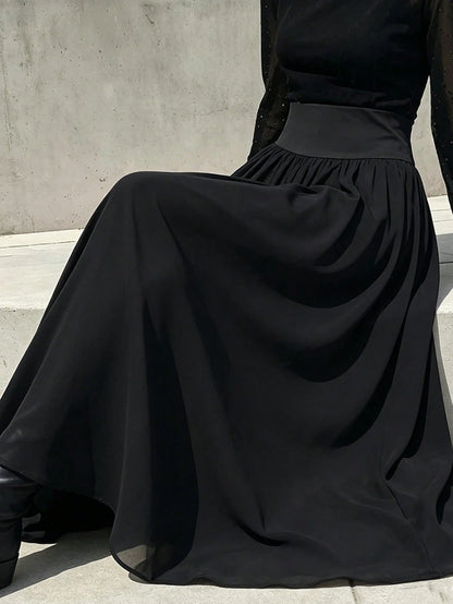 Elegant Women's Chiffon Skirt With Elastic Waist And Lining, Suitable For Professional Attire, Back To School, Street Wear, Vacation And Casual Wear, Women's Summer And Autumn Clothing