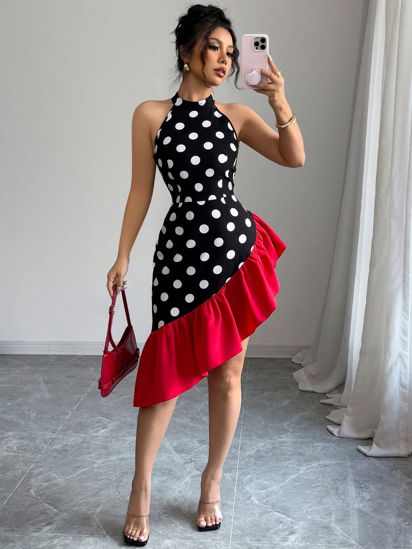 Elenzga Women Sleeveless Asymmetrical Hem Elegant Sexy Dress
