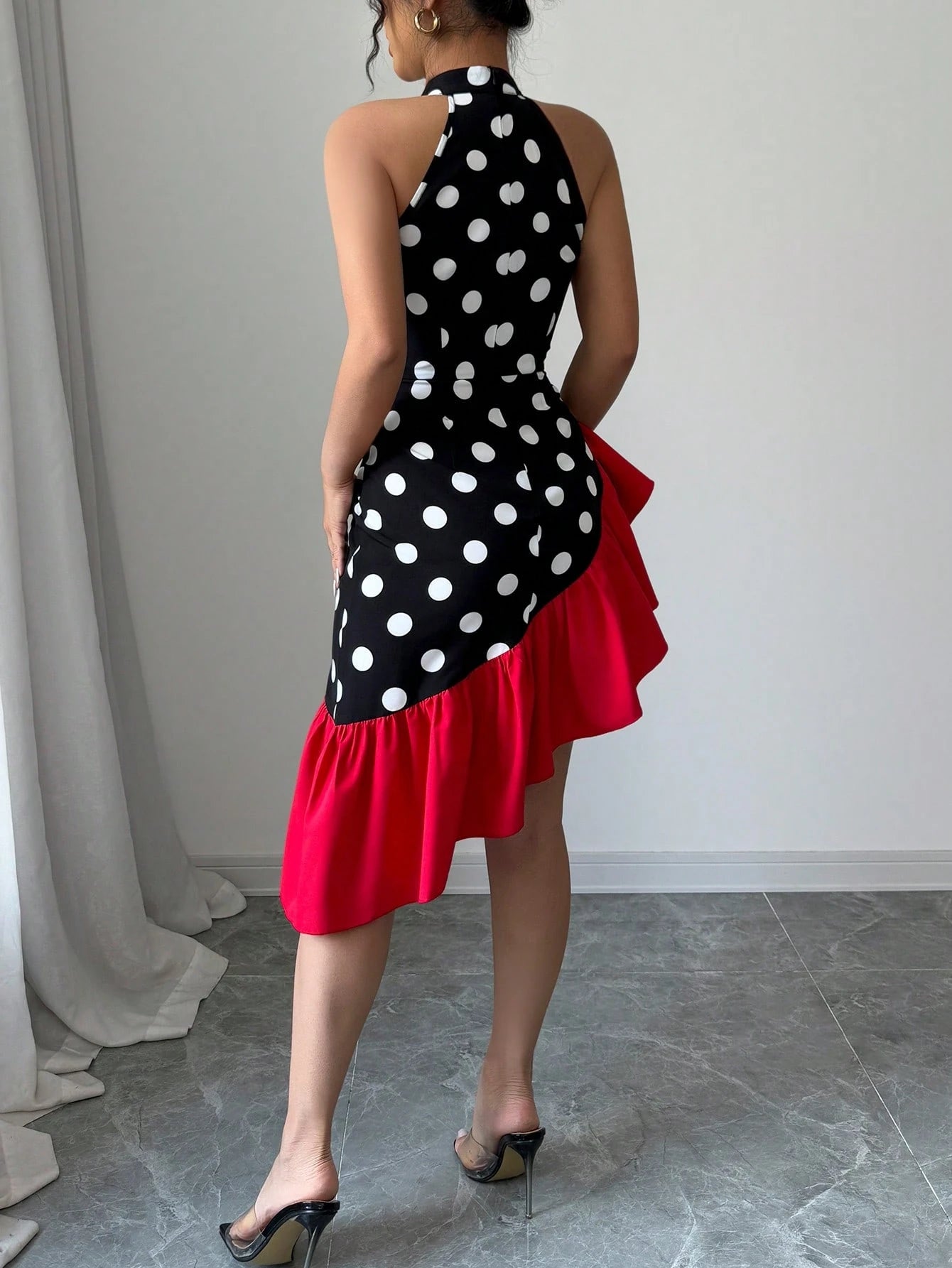 Elenzga Women Sleeveless Asymmetrical Hem Elegant Sexy Dress