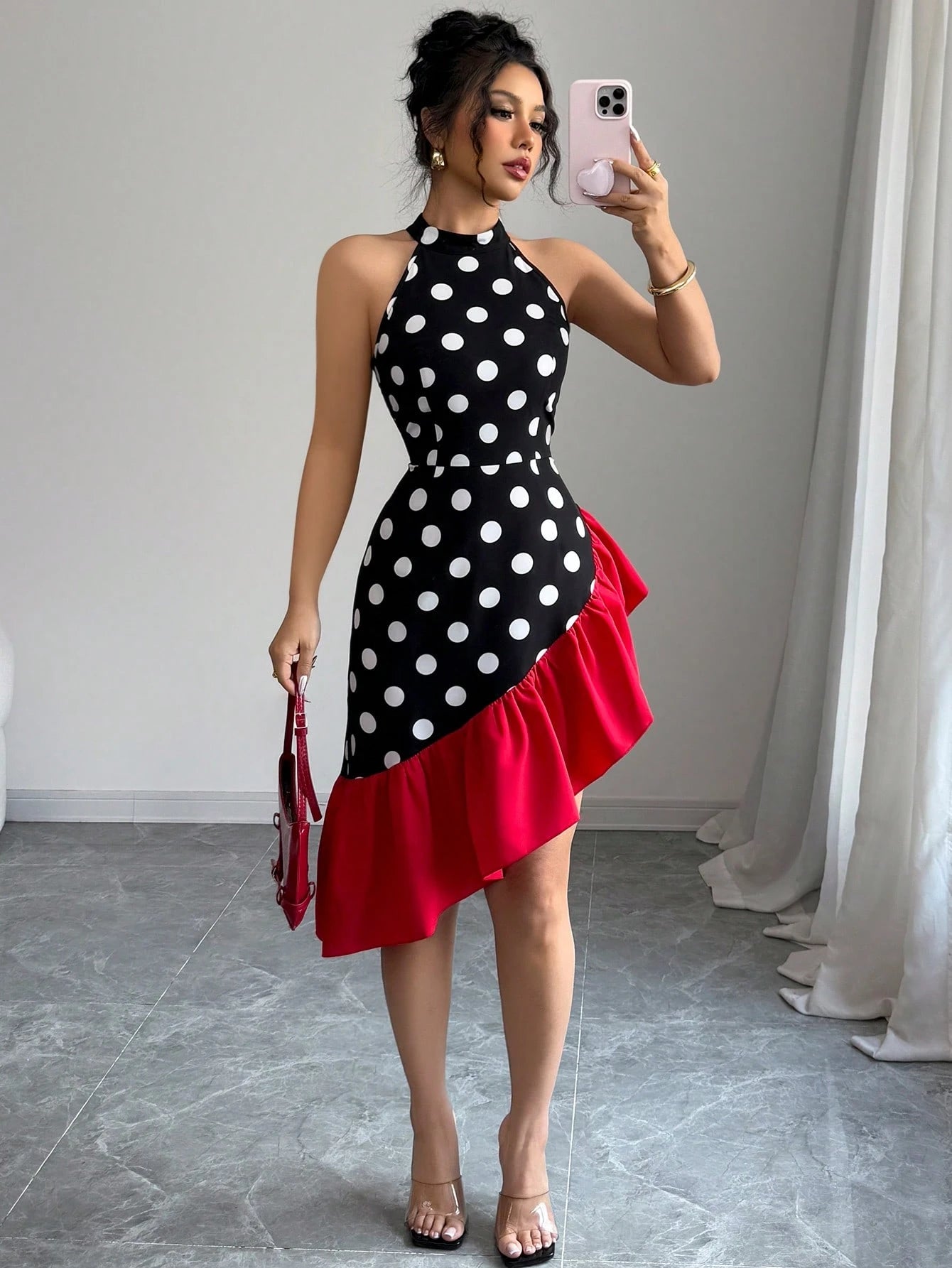 Elenzga Women Sleeveless Asymmetrical Hem Elegant Sexy Dress